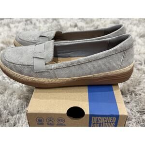 Clark’s Collection Elaina Echo Pewter 9 Wide Women’s Leather Slip-On Loafers